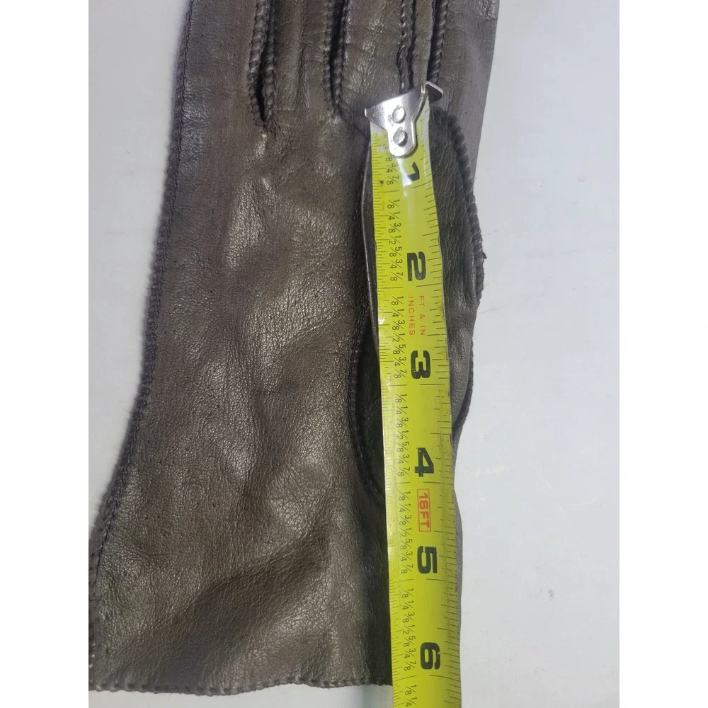 Vintage Genuine Deerskin‎ Leather Gloves Taupe Brown Whipstitch Sz 8.5 Hand Wash